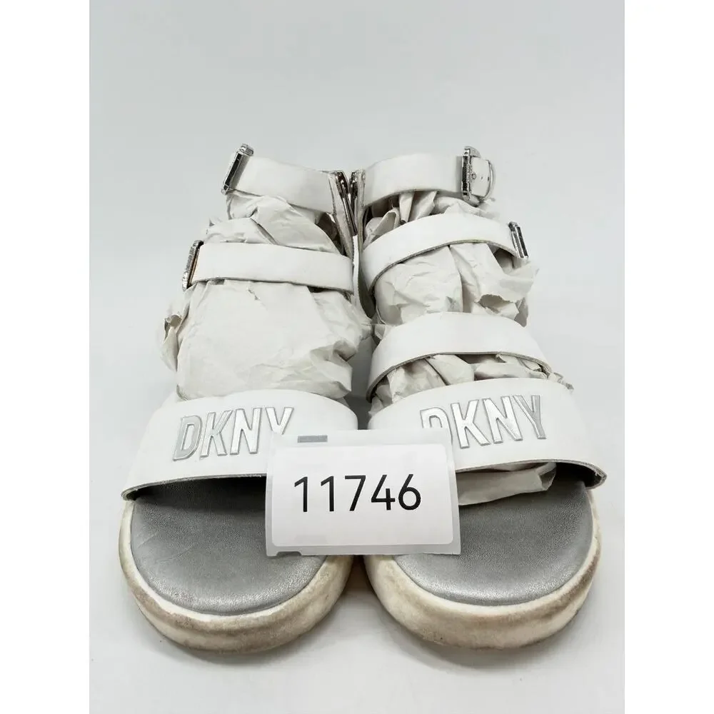 DKNY Girls White Silver Strappy Platform Sport Sandals Size 4,5-5Y